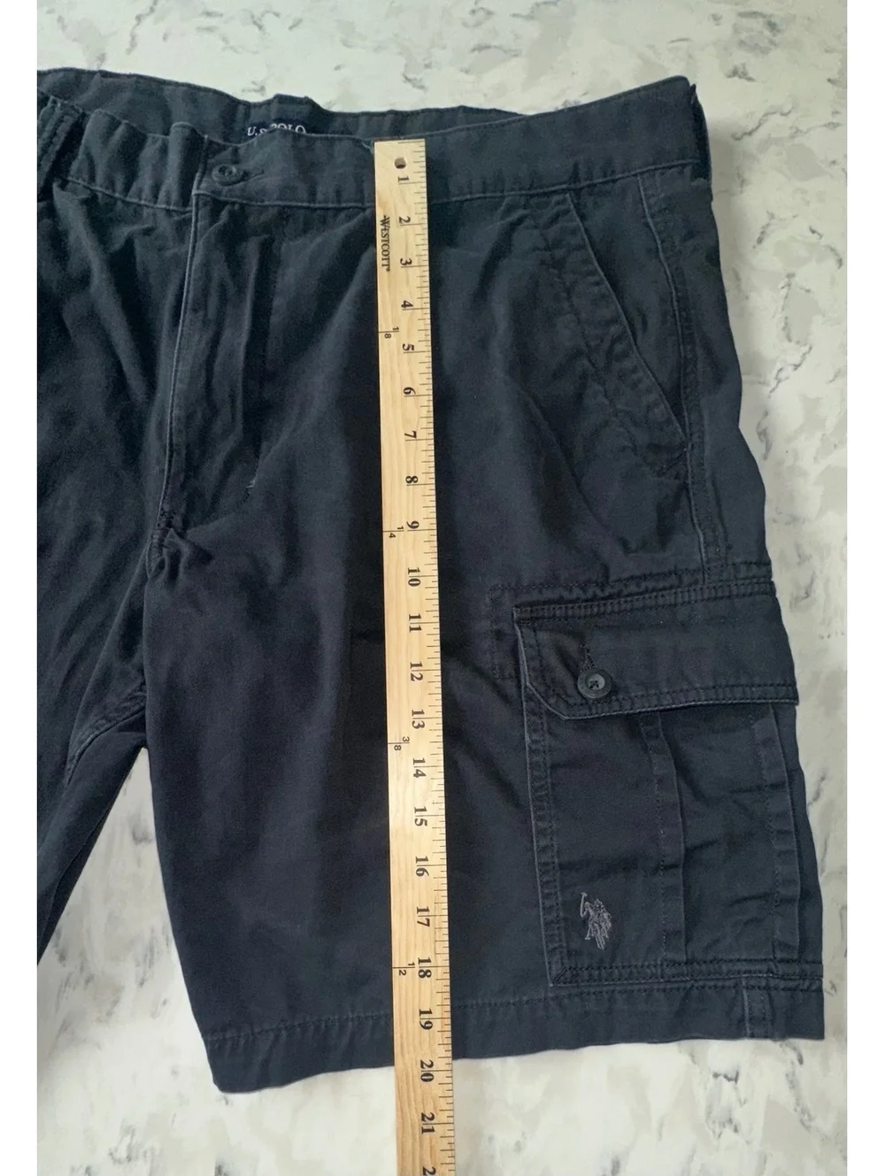 U.S. Polo Assn Cargo Shorts Men’s 40 Black Cotton Outdoor Utility Casual W40**